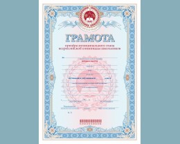 Бланк грамоты призера муниципального этапа всероссийской олимпиады школьников (Приказ № 1252 от 18.11.2013 г., установленный образец)
