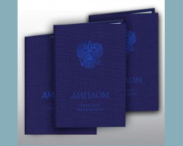 Твердая папка-обложка для диплома с приложением о высшем образовании (установленный образец, формата А3, тёмно-синяя)